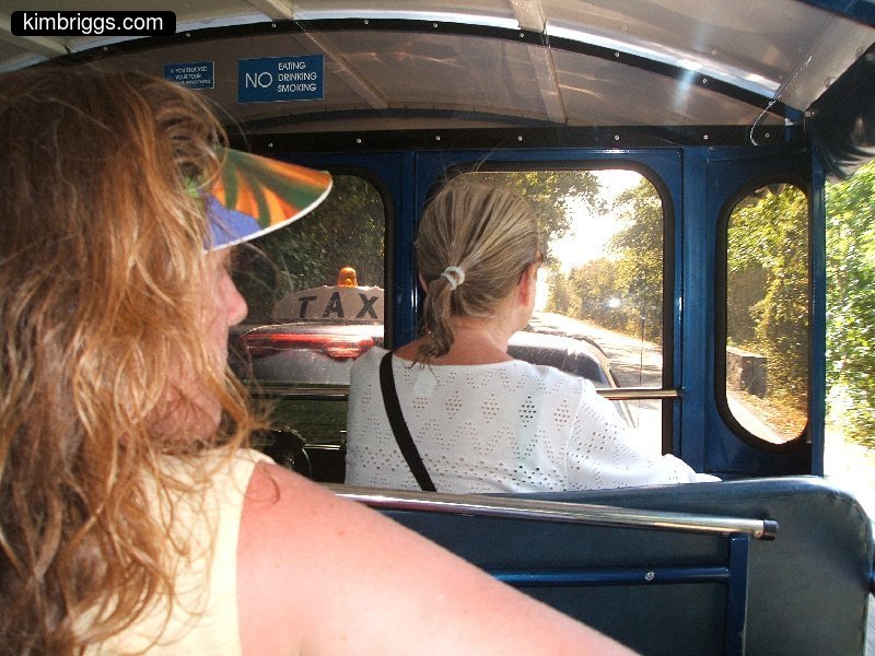 View looking out of a St. John island bus.