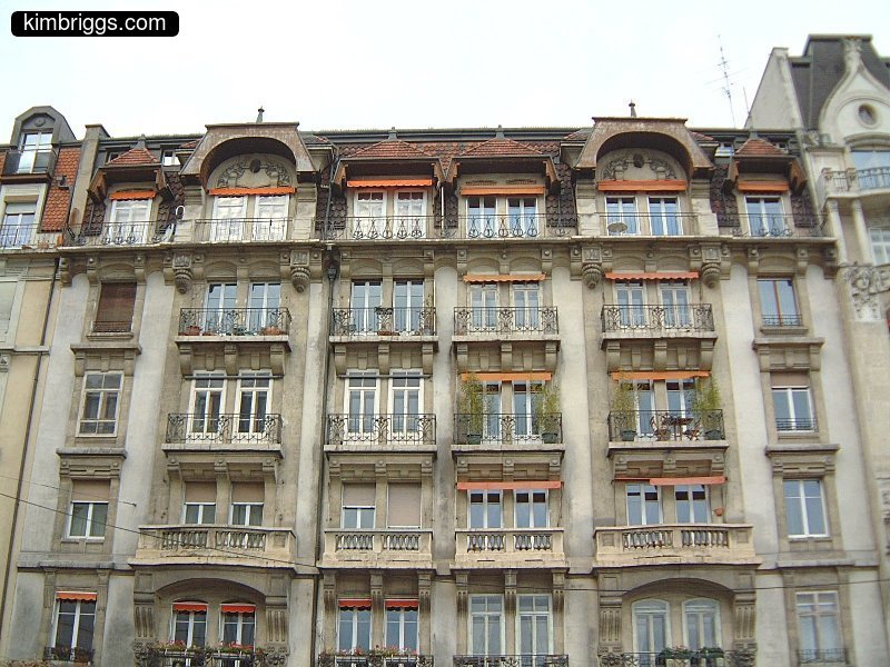 Facade of old European apartments.