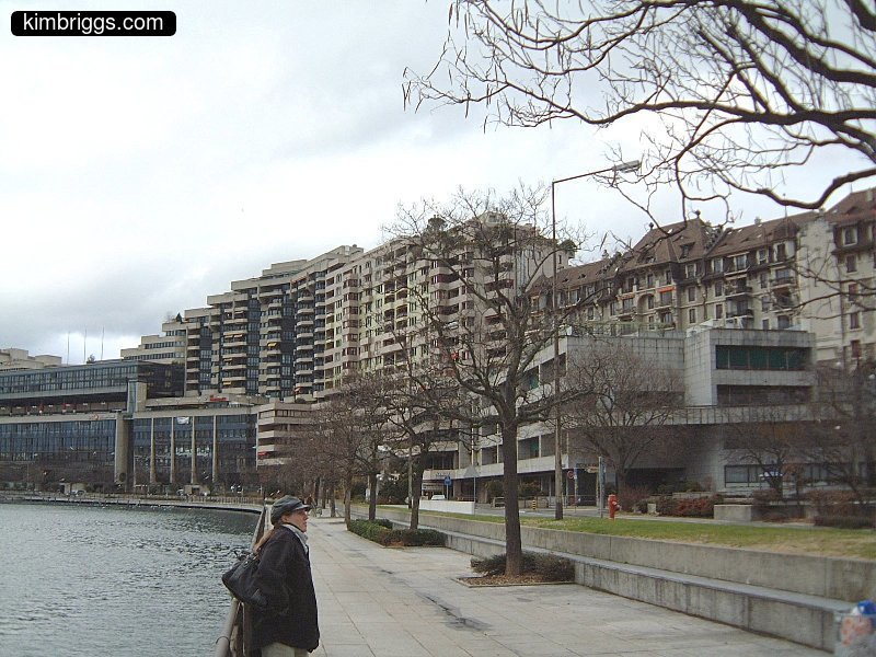 Lakeside apartment building.