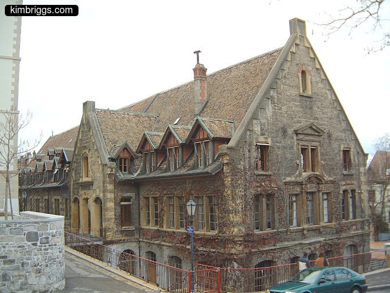 Old European building with square-cut stones.