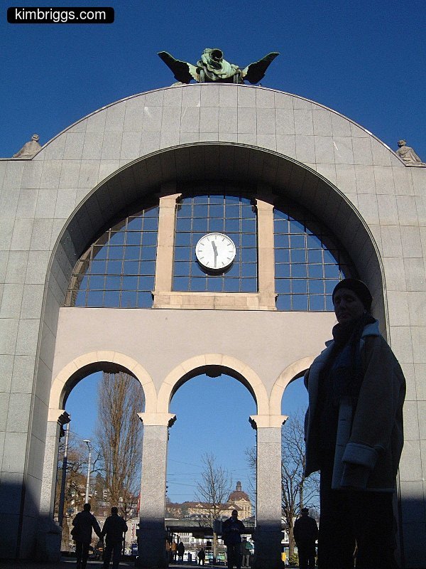 Large arch with three smaller arches inside.