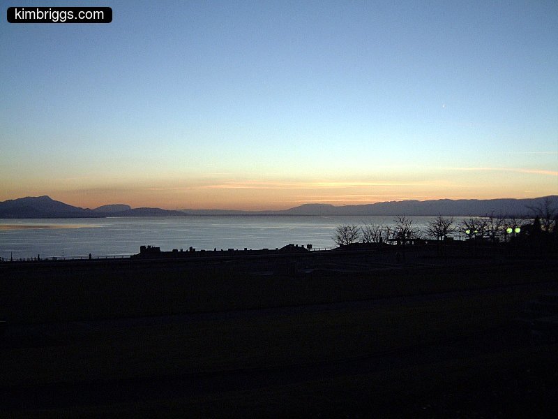 Landscape with colored sky.
