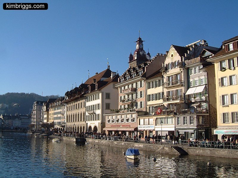 Popular hangout along the river in Lucerne.