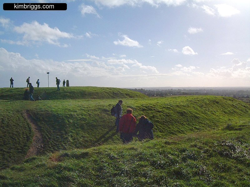 Tourists visiting Tara Hill and Irish hills.