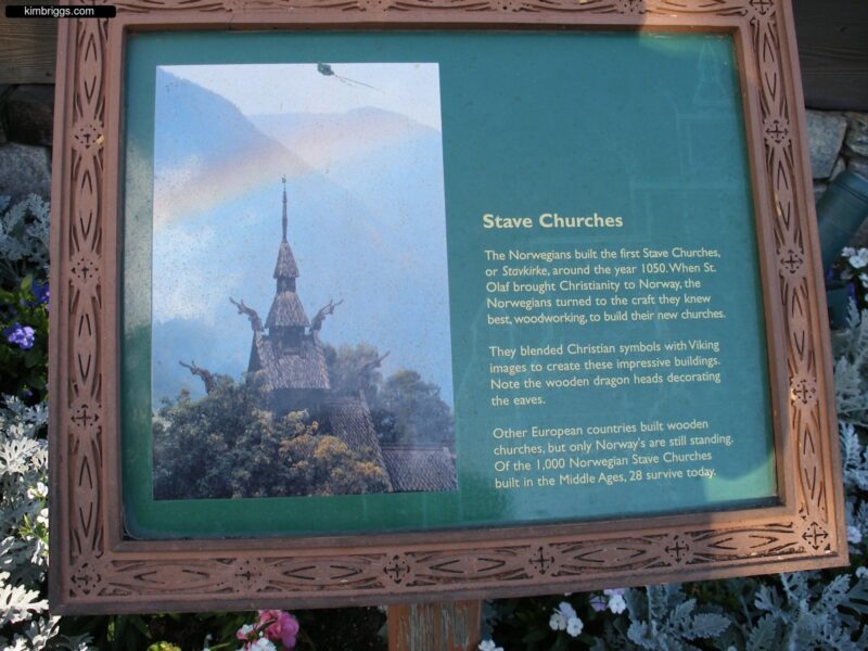 Sign for Stave Church description.