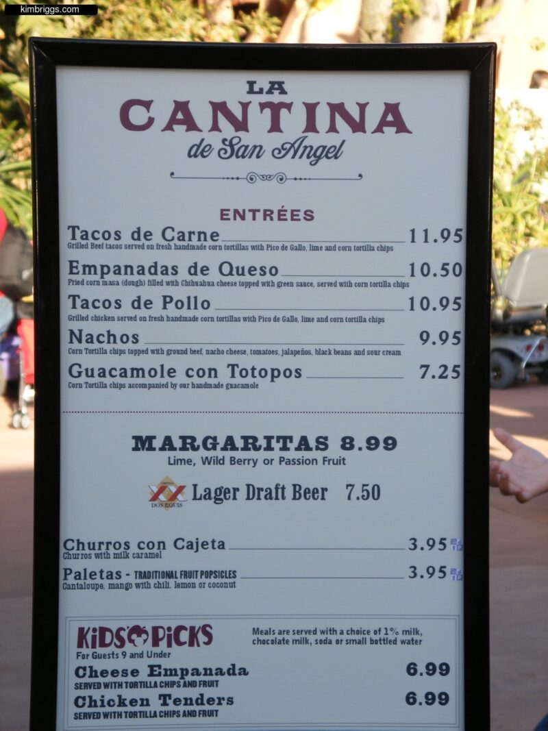 La Cantina de Son Angel Restaurant Menu 2011.