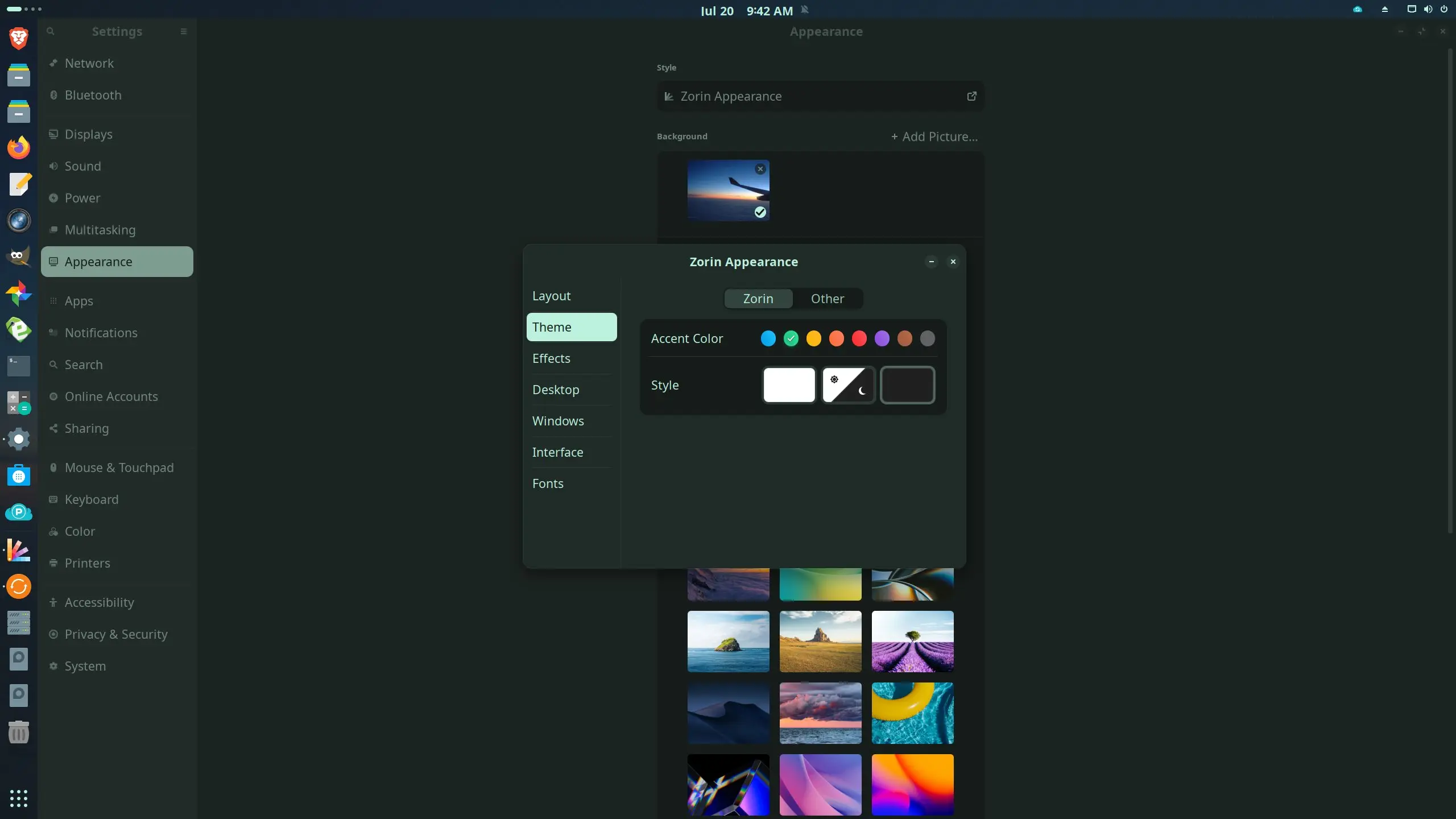 Zorin OS dark theme - green
