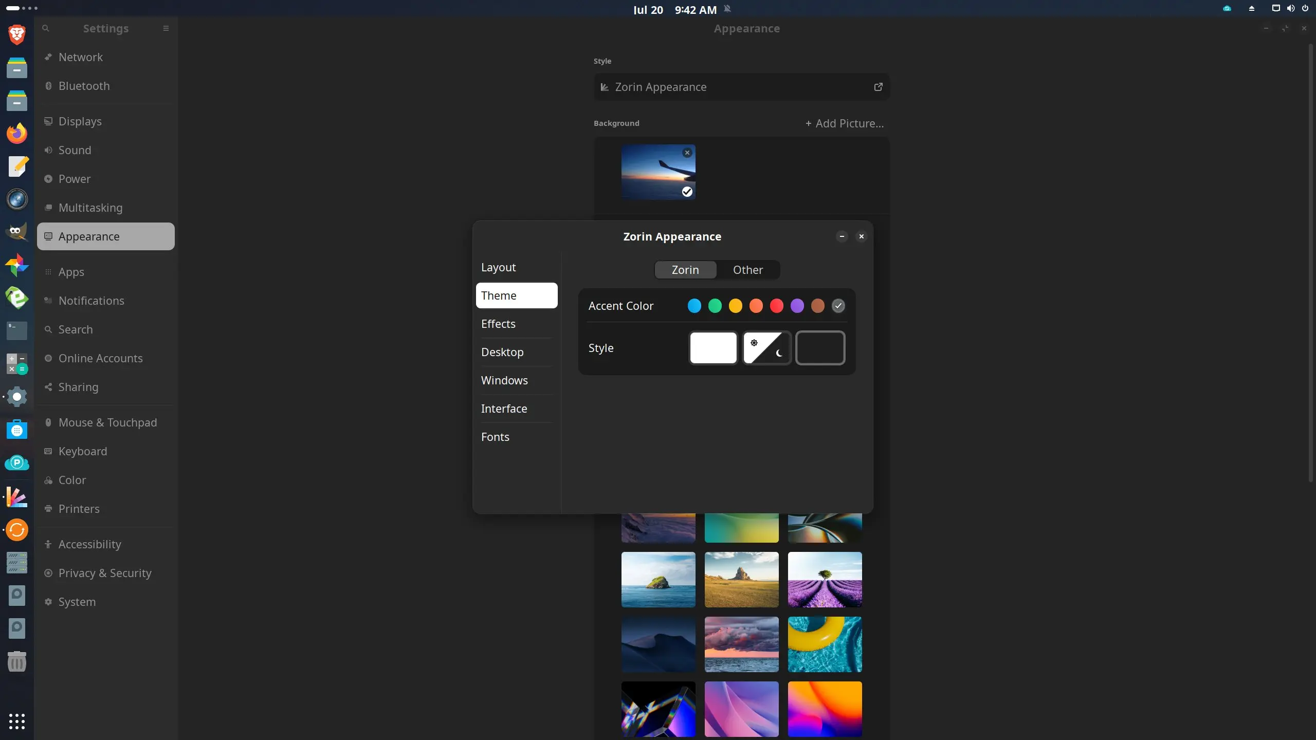 Zorin OS dark theme - grey